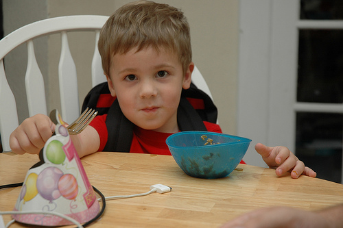 John Caleb with his pre-school backpack